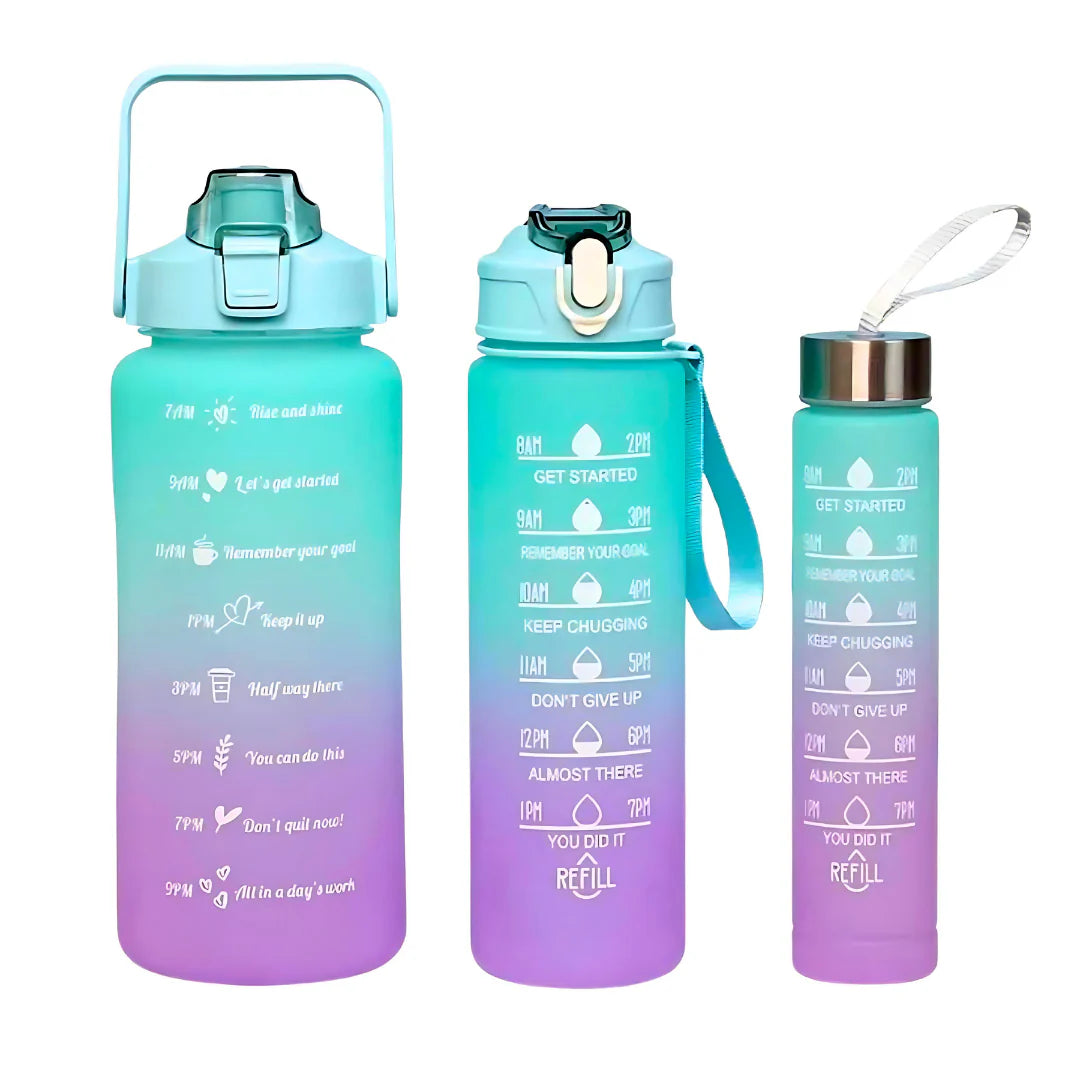 Leakproof 3-in-1 Motivational Water Bottle Set (2000ml 900ml 300ml)