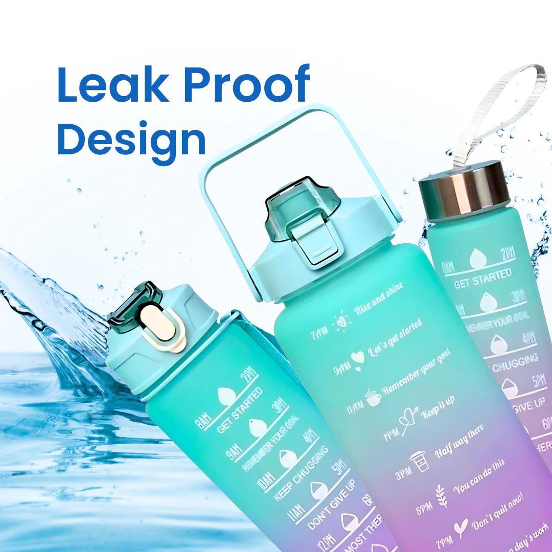 Leakproof 3-in-1 Motivational Water Bottle Set (2000ml 900ml 300ml)