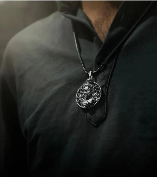 Men's Silver Chain with Hanuman Pendant