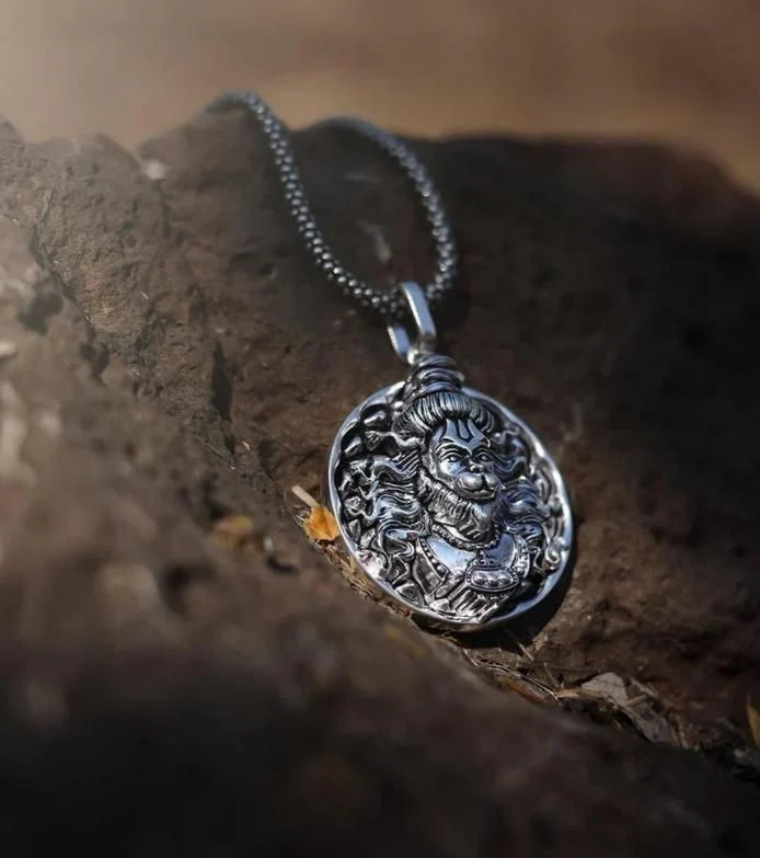 Men's Silver Chain with Hanuman Pendant