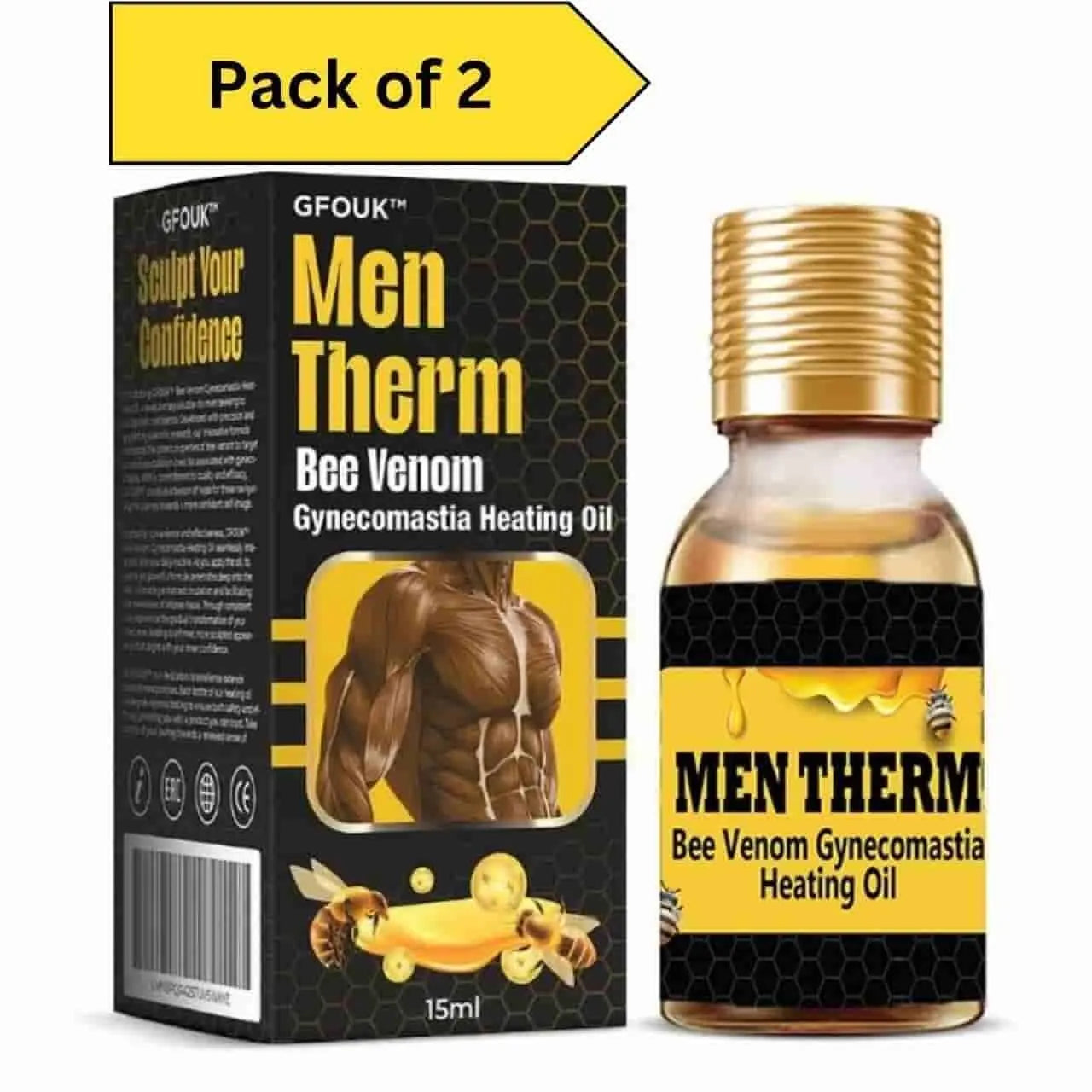 Bee Venom Gynecomastia Heating Oil 15 ml (Pack of 2)