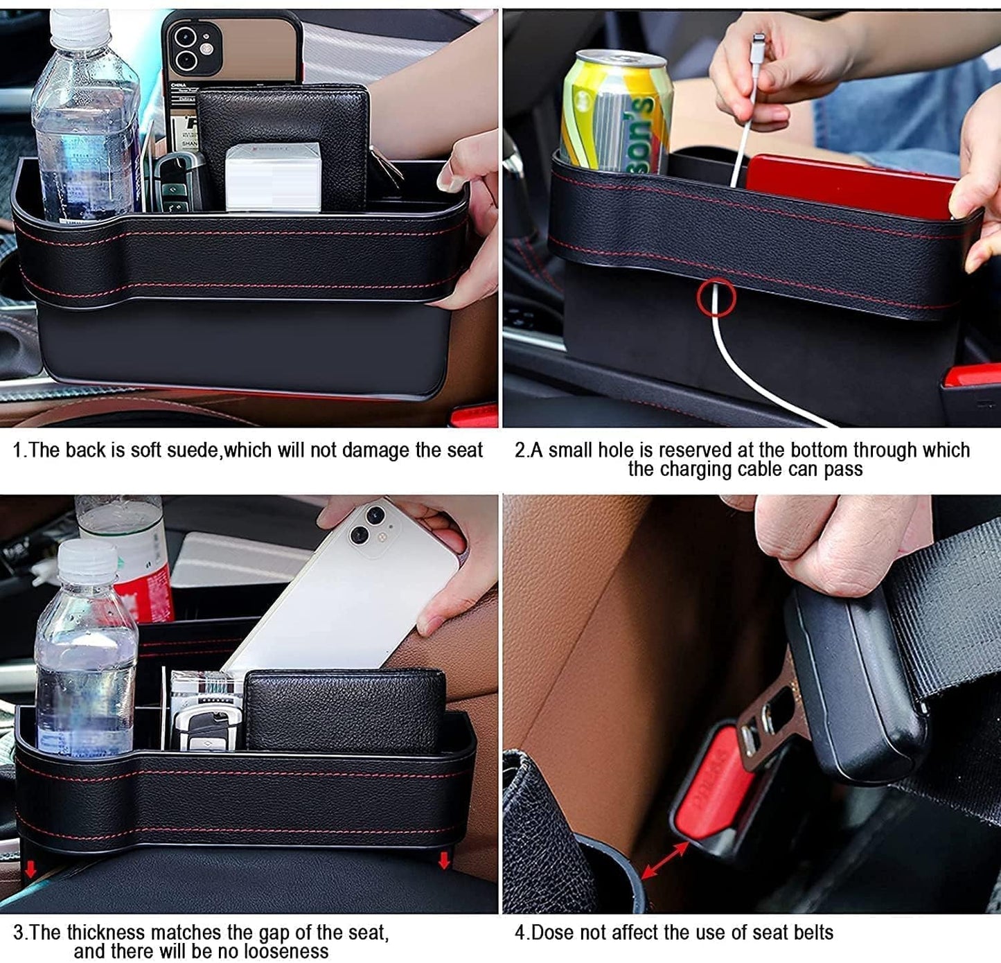 Seat Pockets Leather Car Seat Organizer