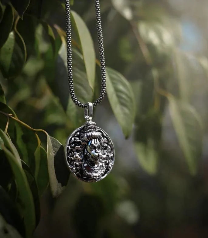 Men's Silver Chain with Hanuman Pendant